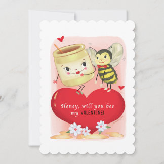 Honig und Biene Vintage Valentinstag Feiertagskarte