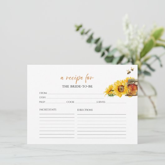 Honig- und Bienenblumenkrebskarten für Brautparty Einladung (Stehend Vorderseite)