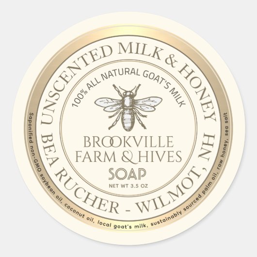 Honig und Milchseife der Beekeeper Runder Aufkleber (Vorderseite)