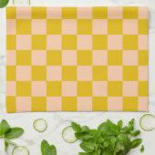 Honig und Peach Checkerboard Geschirrtuch (Gefaltet)