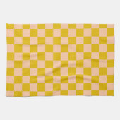 Honig und Peach Checkerboard Geschirrtuch (Horizontal)