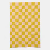 Honig und Peach Checkerboard Geschirrtuch (Vertikal)