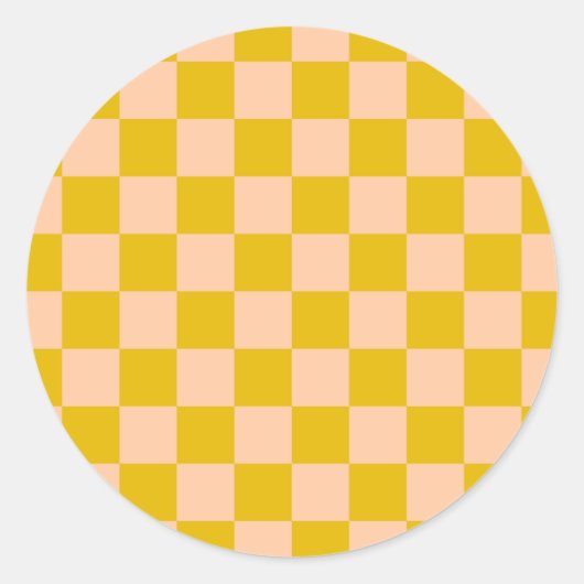 Honig und Peach Checkerboard Runder Aufkleber (Vorderseite)