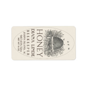Honig Vintag Skep Oval Rücksendeadresse Size Label Adressaufkleber