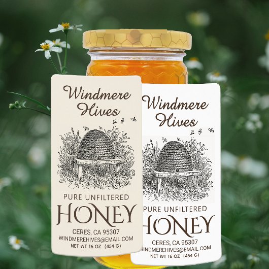 Honig Vintager Skep mit Bienenversand-Label