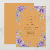 Honig Violette Pfingstrosen Hochzeit Einladung (Vorne/Hinten)