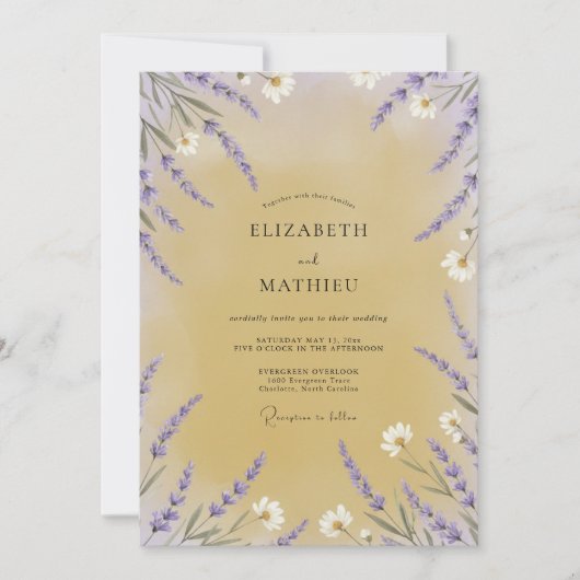 Honig Violette Wildblumen-Hochzeit Einladung (Vorderseite)