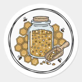 Honig-Zucker-Peelings-Etiketten-Illustration | Hon Runder Aufkleber