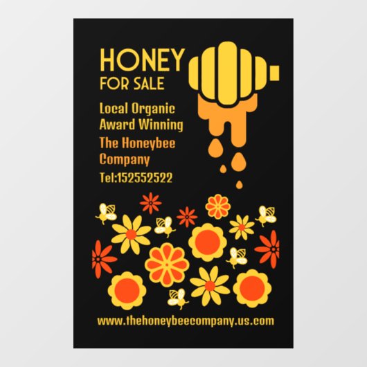 Honig zum Verkauf Fensteraufkleber (Blatt)