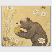 Honigbär auf einer Wildblumenwiese Geschenkpapier (Flach)