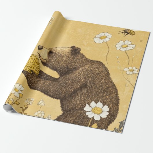 Honigbär auf einer Wildblumenwiese Geschenkpapier (Ungerollt)