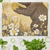 Honigbär auf Wiesen mit Wildblumen Geschirrtuch (Gefaltet)