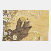 Honigbär auf Wiesen mit Wildblumen Geschirrtuch (Horizontal)