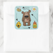 Honigbär - das Recycling Quadratischer Aufkleber (Tasche)