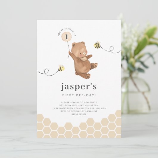 Honigbär erste Bienentageseinladung Einladung (Stehend Vorderseite)