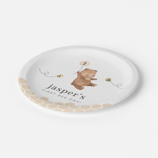 Honigbär erster Bienentag Pappteller (Schrägansicht)