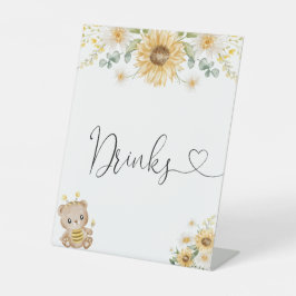 Honigbär mit Sonnenblumengetränken Sockelschild