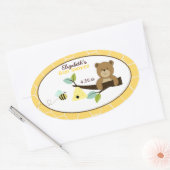 Honigbär und Biene Oval Gefallen Aufkleber (Umschlag)