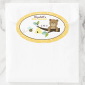 Honigbär und Biene Oval Gefallen Aufkleber (Tasche)