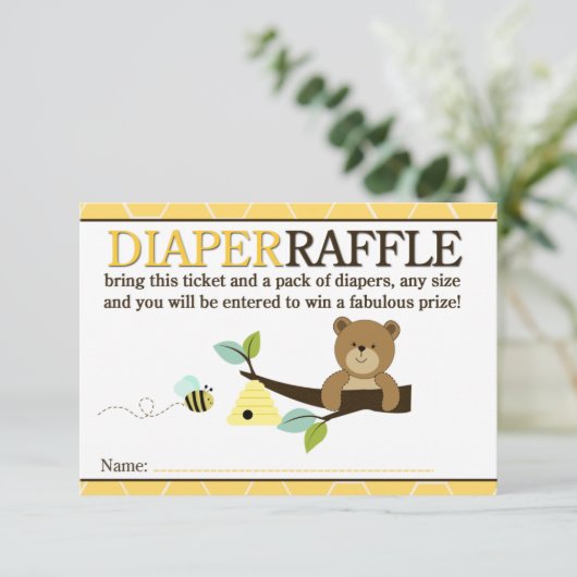 Honigbär- und Bienenduschendusche-Windelkarte Begleitkarte (Stehend Vorderseite)