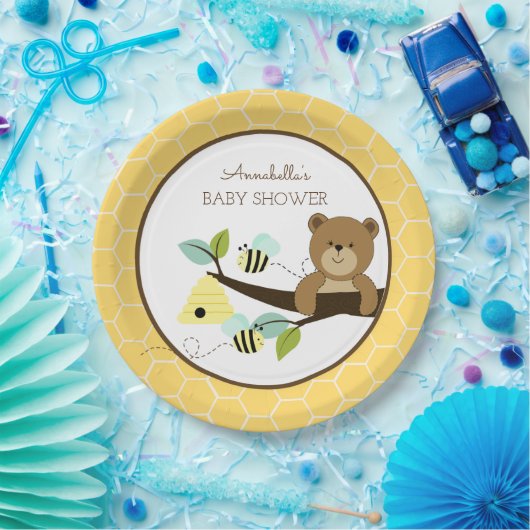 Honigbär und HummelBaby-Duschplatte Pappteller (Party)
