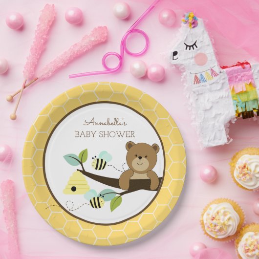 Honigbär und HummelBaby-Duschplatte Pappteller (Party)