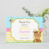 Honigbär und Hummeln Geburtstagsparty Dankeskarte (Stehend Vorderseite)