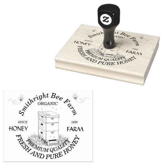 Honigbauernhof mit Briefmarke aus Bienenkautschuk Gummistempel (Stempel)