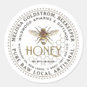 Honigbeere auf Honigwabenmetallic Gold Runder Aufkleber (Vorderseite)