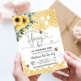 Honigbiene 1. Bienenparty Geburtstag Einladung