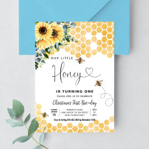 Honigbiene 1. Bienenparty Geburtstag Einladung