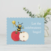 Honigbiene Apple Rosh HaShana Einladung (Stehend Vorderseite)