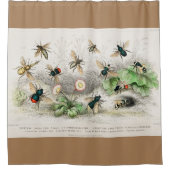 Honigbiene, Arbeiter, Männchen, Königin, Humble Duschvorhang (Vorderseite)