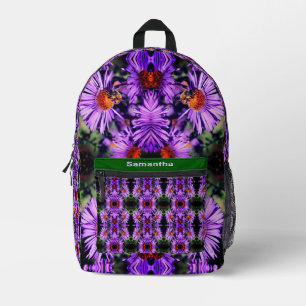 Honigbiene auf Aster-Blume Abstrakt Personalisiert Bedruckter Rucksack