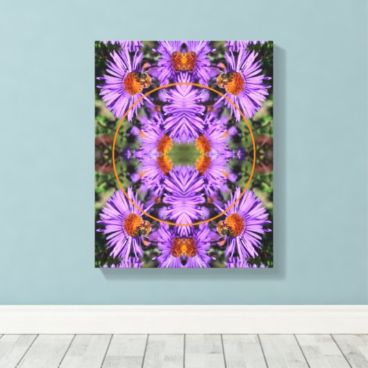 Honigbiene auf Aster-Blume Erstellen Sie Ihr eigen Leinwanddruck (Insitu (Holzboden))