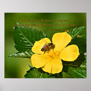 Honigbiene auf Blume, Sprichwörter 16:24 Poster