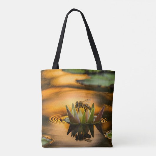 Honigbiene auf Blume Tasche (Rückseite)