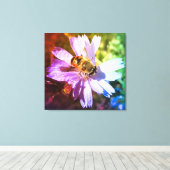 Honigbiene auf der Chicoroer Blume Leinwanddruck (Insitu (Holzboden))