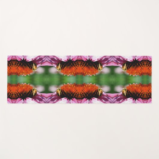 Honigbiene auf Echinacea Daisy Blume Abstrakt Yogamatte (Vorderseite (Horizontal))