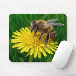 Honigbiene auf einem gelben Kronleuchter Mousepad