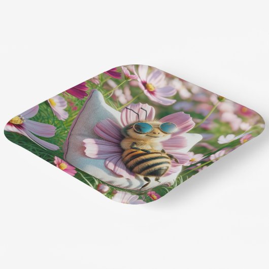 Honigbiene auf einem Kissen Pappteller (Gewinkelt)