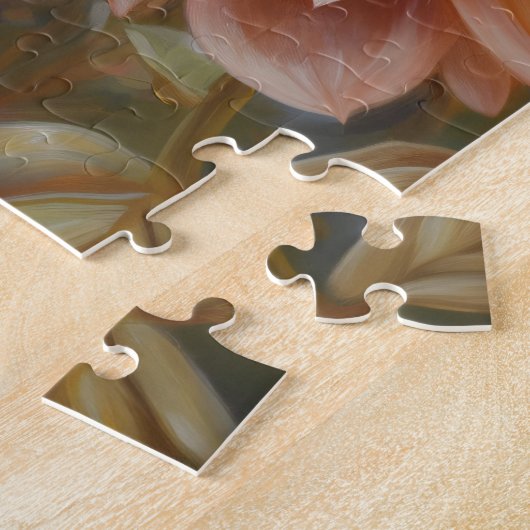 Honigbiene auf einer Pfirsichrosa-Blume Puzzle (Seite)