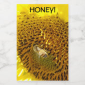 Honigbiene auf einer Sonnenblume Lebensmitteletikett (Einzelnes Label)