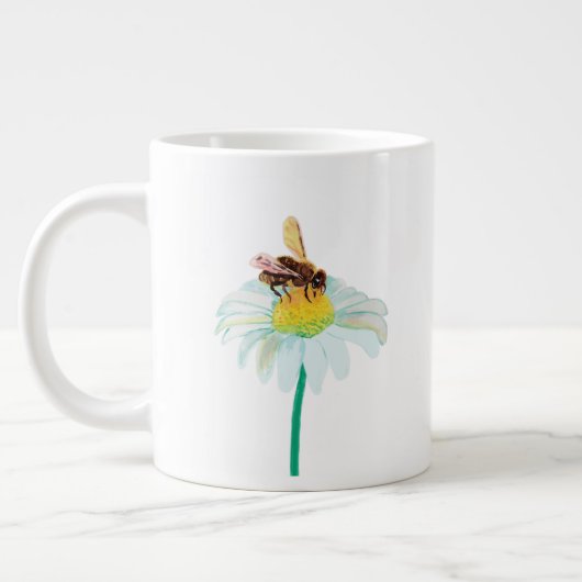 Honigbiene auf einer weißen Blume Jumbo-Tasse (Links)