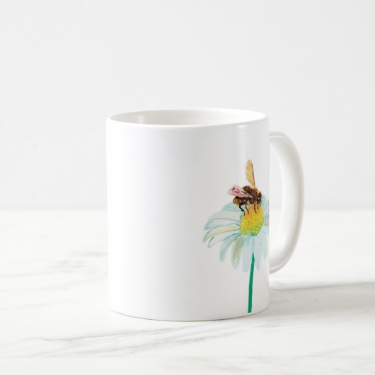 Honigbiene auf einer weißen Blume Kaffeetasse (VorderseiteRechts)