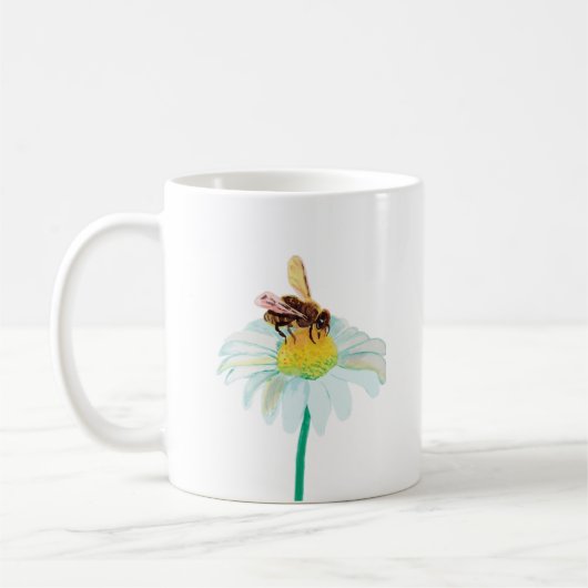 Honigbiene auf einer weißen Blume Kaffeetasse (Links)