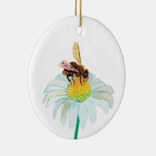 Honigbiene auf einer weißen Blume Keramik Ornament (Rechts)