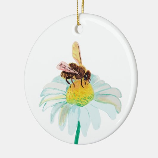 Honigbiene auf einer weißen Blume Keramik Ornament (Links)