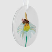 Honigbiene auf einer weißen Blume Ornament (Vorderseite)