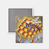 Honigbiene auf Honigwabenrübe mit tropfendem Golde Magnet (Vorderseite/Rückseite)